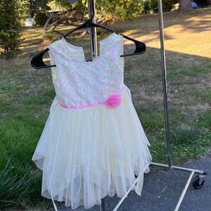 Jona Michelle Cream and Pink Tulle Formal Dress